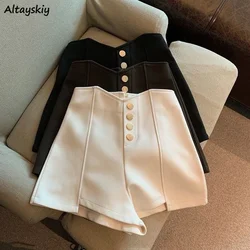 Hot Sale Shorts Women Vintage Black Slim Summer Chic Solid All-match  Ladies Clothing Stylish High Waisted Trouser XS-5XL