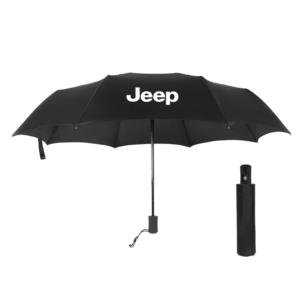 Guarda-chuva dobrável com emblema de carro, guarda-sol portátil preto para jeep renegade grand cherokee wrangler jk gladiador compass patriot liberte