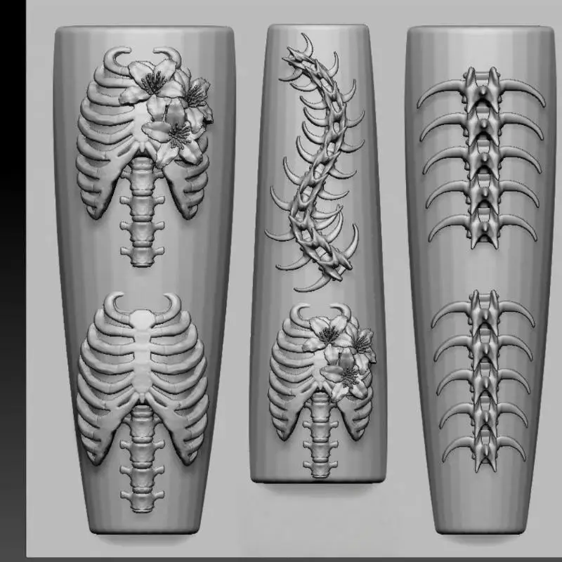 1/2 قطعة قوالب السيليكون الشفافة ثلاثية الأبعاد تصميم عظام العمود الفقري لصنع الدمية وفن الأظافر