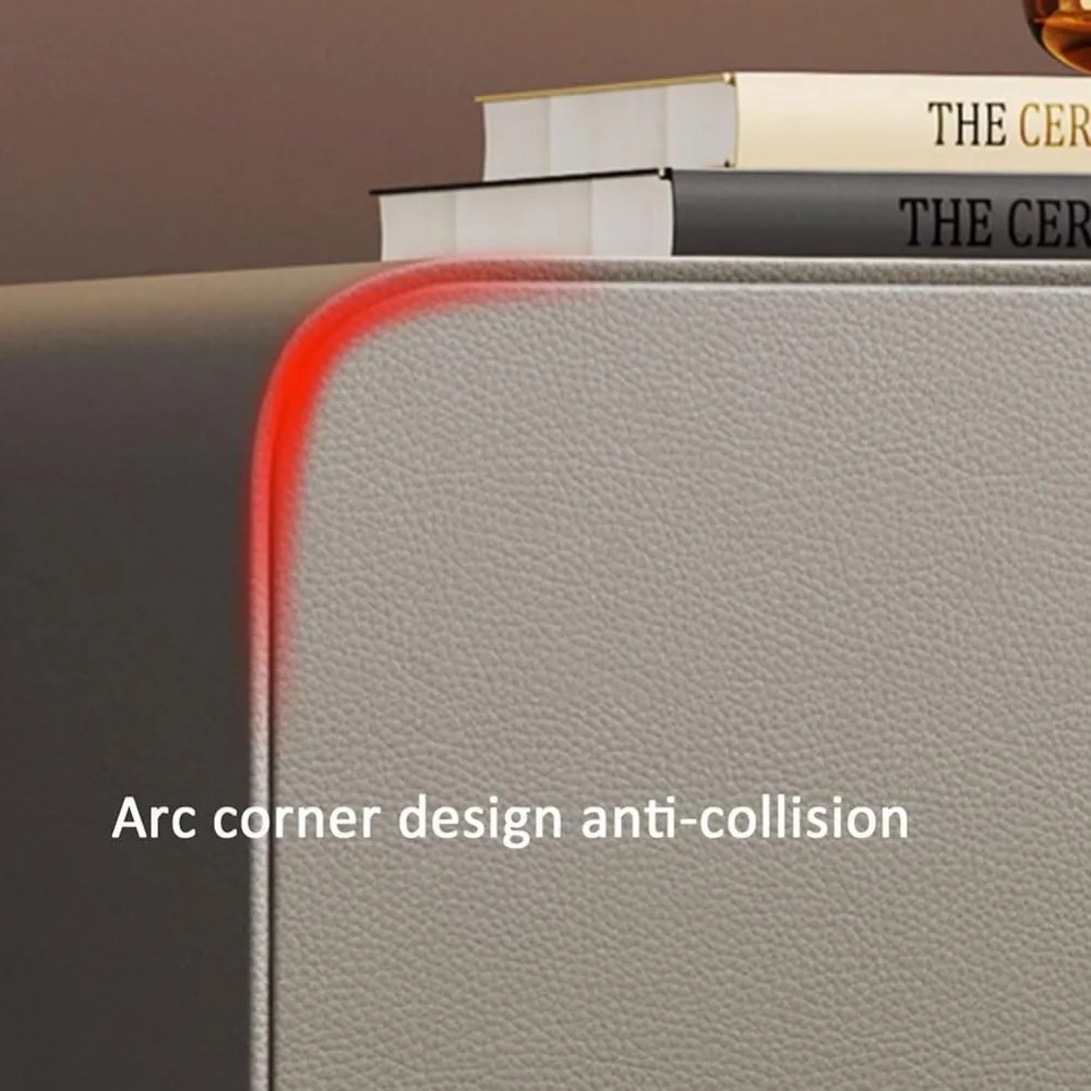 Comodino moderno Mid-Century a 2 cassetti in legno massello con finitura PU, cassetti silenziosi e spazio compatto