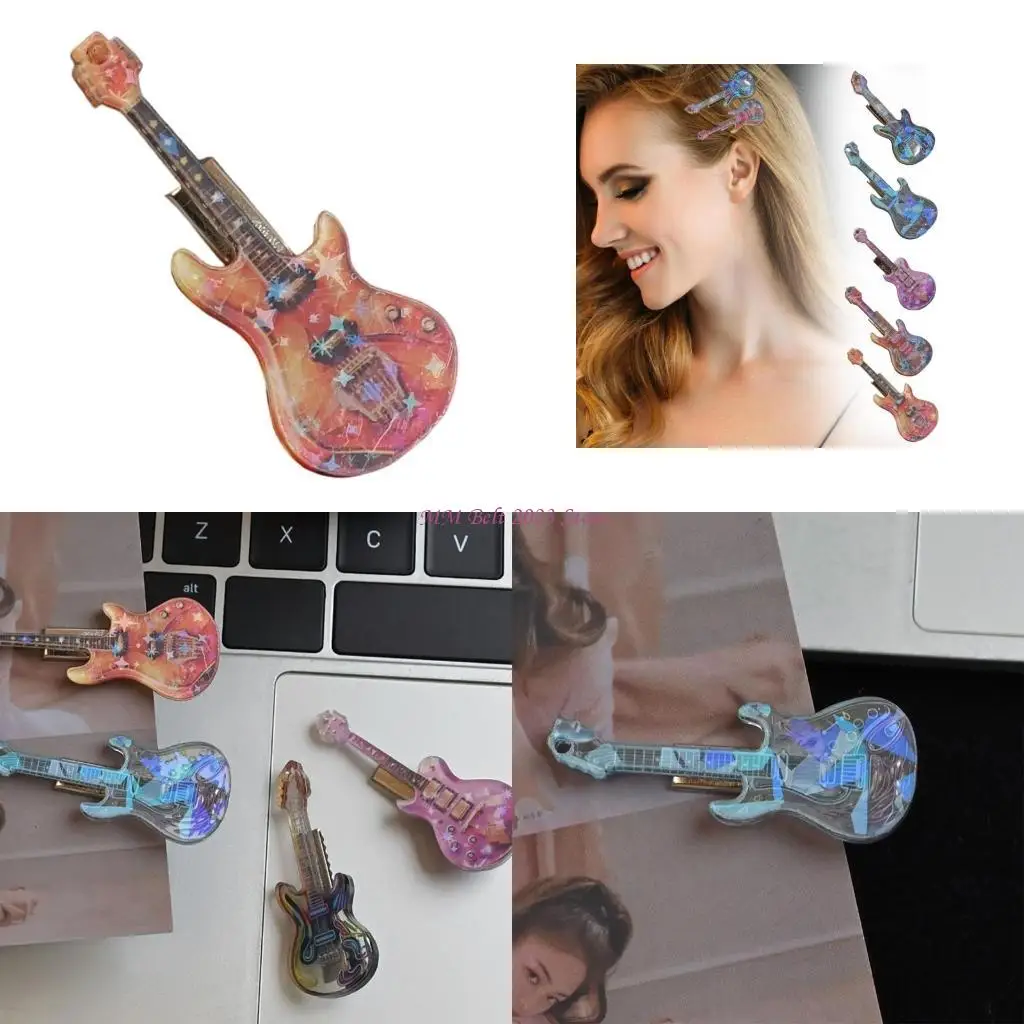 

49ME Реалистичная заколка для волос в виде гитары Легкая модная заколка для волос Нежная заколка для волос