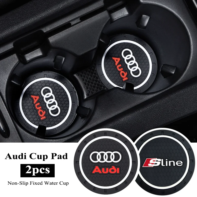 2 pçs porta-copos de carro copo de água suporte de garrafa anti-deslizamento almofada esteira para audi a3 a4 a5 a6 a7 a1 a2 q3 q4 q5 q7 s3 s4 s5 s6 rs3 rs4 rs5 tt