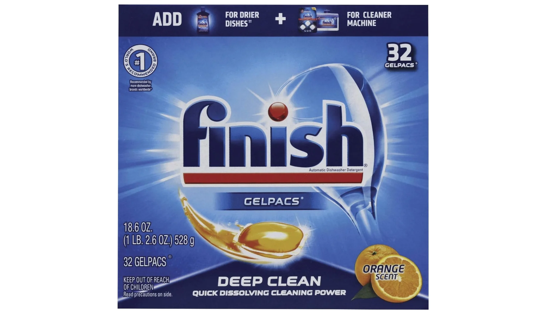 

Finish All in 1 Gelpacs Orange, 192ct, Dishwasher Detergent Tablets (8X32ct)