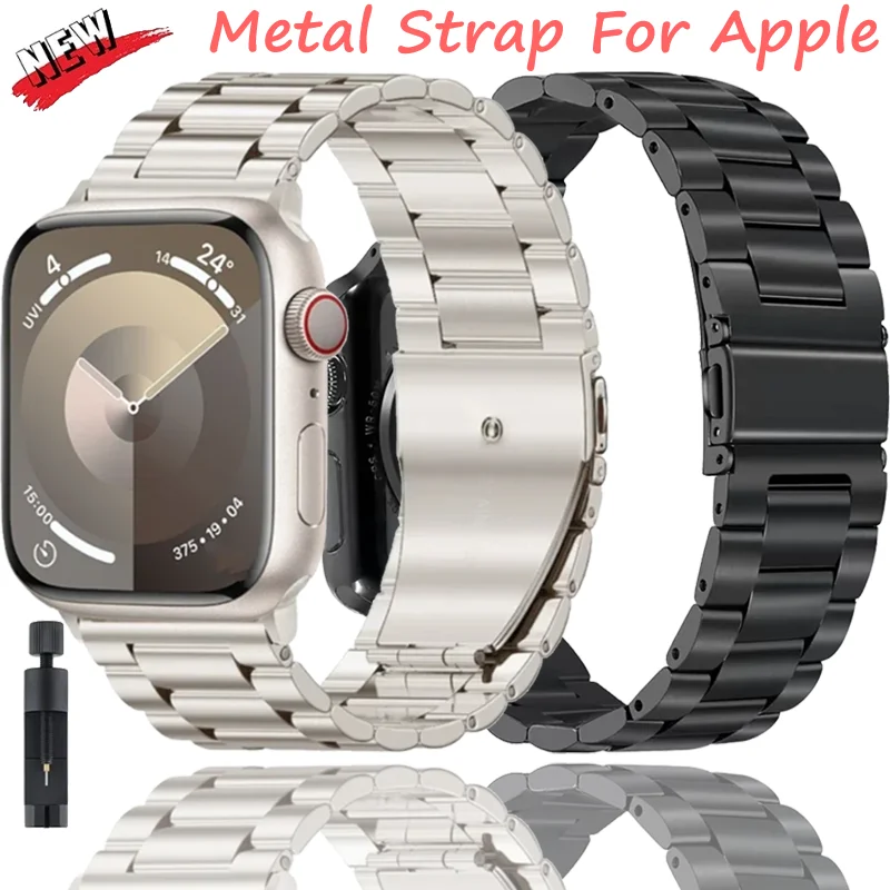 Metallarmband für Apple Watch Ultra 2 10 9 8 7 6 5 4 Edelstahl langlebiges Armband für iWatch 44 mm 40 mm 49 mm 46 mm 45 mm 41/42 mm