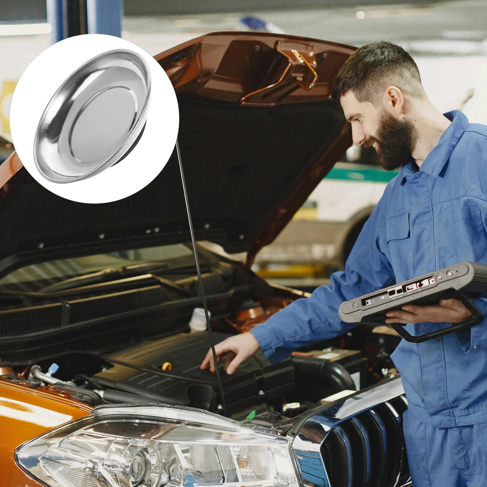 

Magnetic Tray Durable Magnetic Parts Bowl Anti-Slip Base for Small Parts Screws Organizing Automotive Workshop Tools