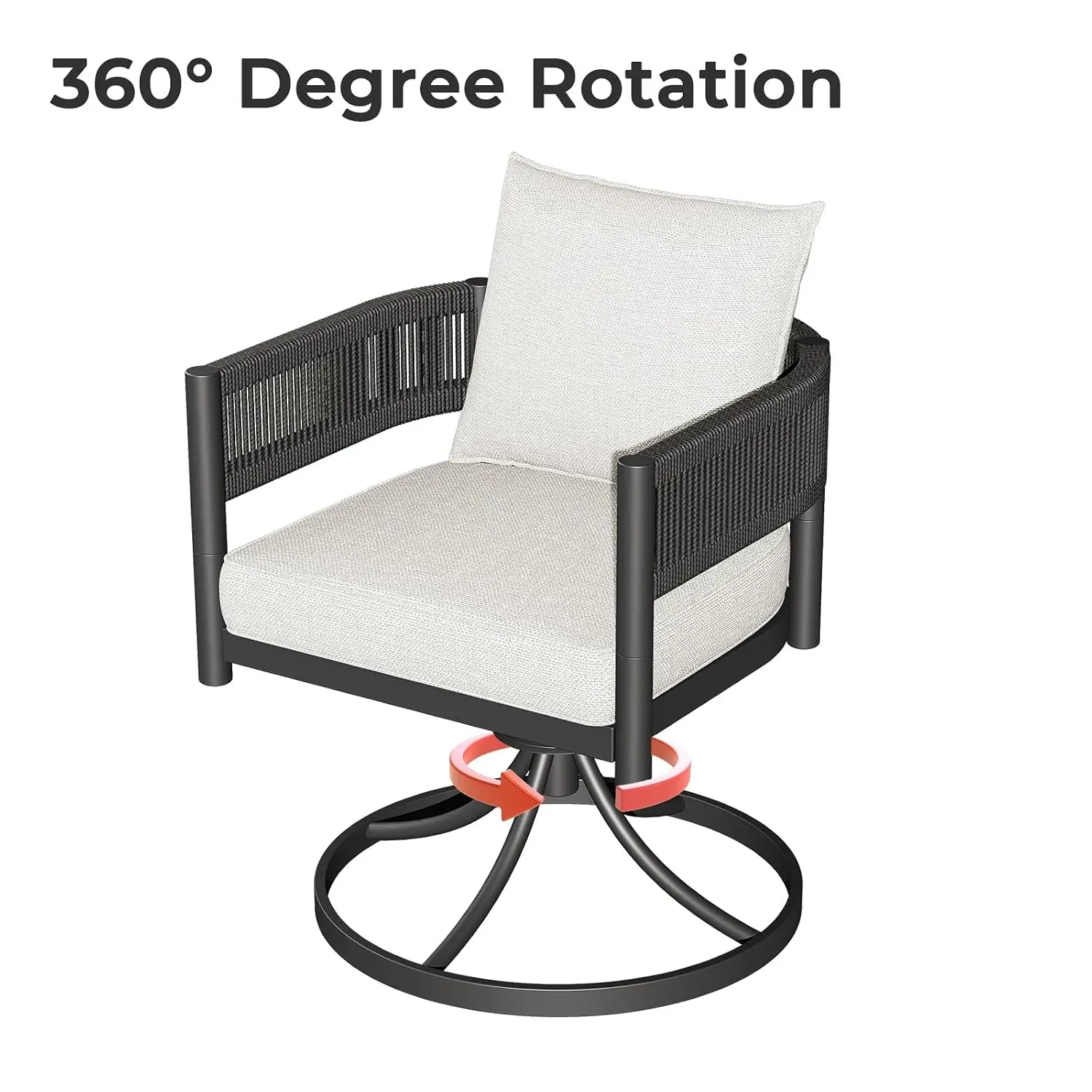5-Piece Outdoor Dining Set with Expandable Table & Wicker Swivel Chairs with Cushions for Yard & Poolside, Customized