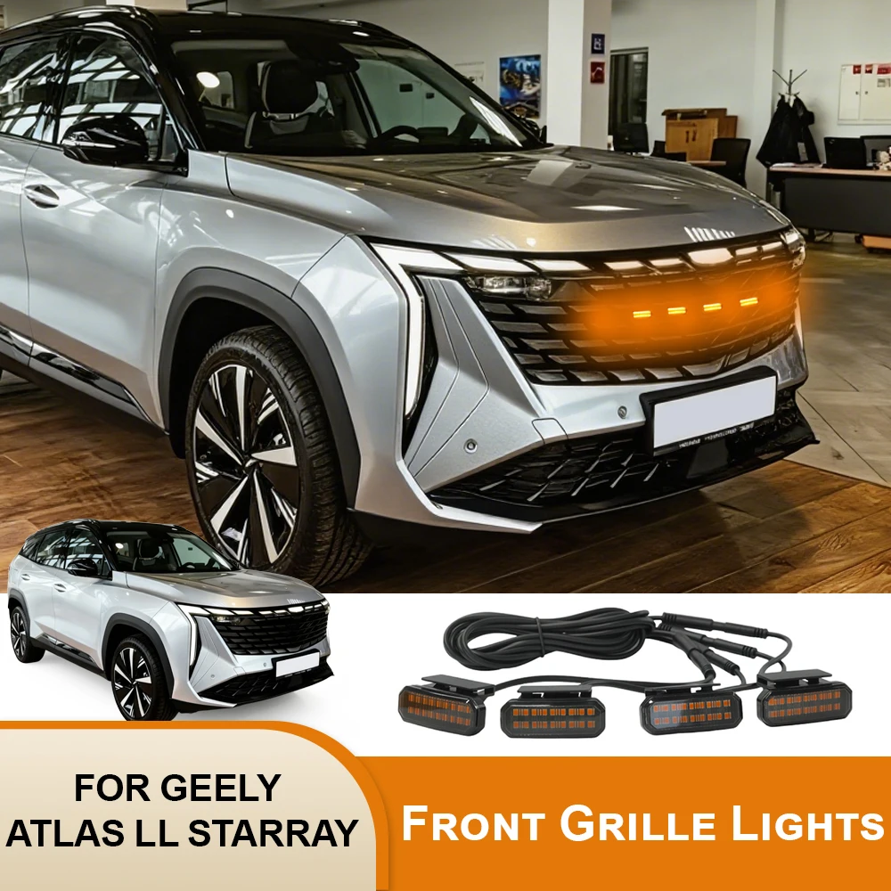 

For Geely Atlas II Starray Car Front Grille Light LED Daytime Running Light Front Face Grille Light Boyue L Accessories