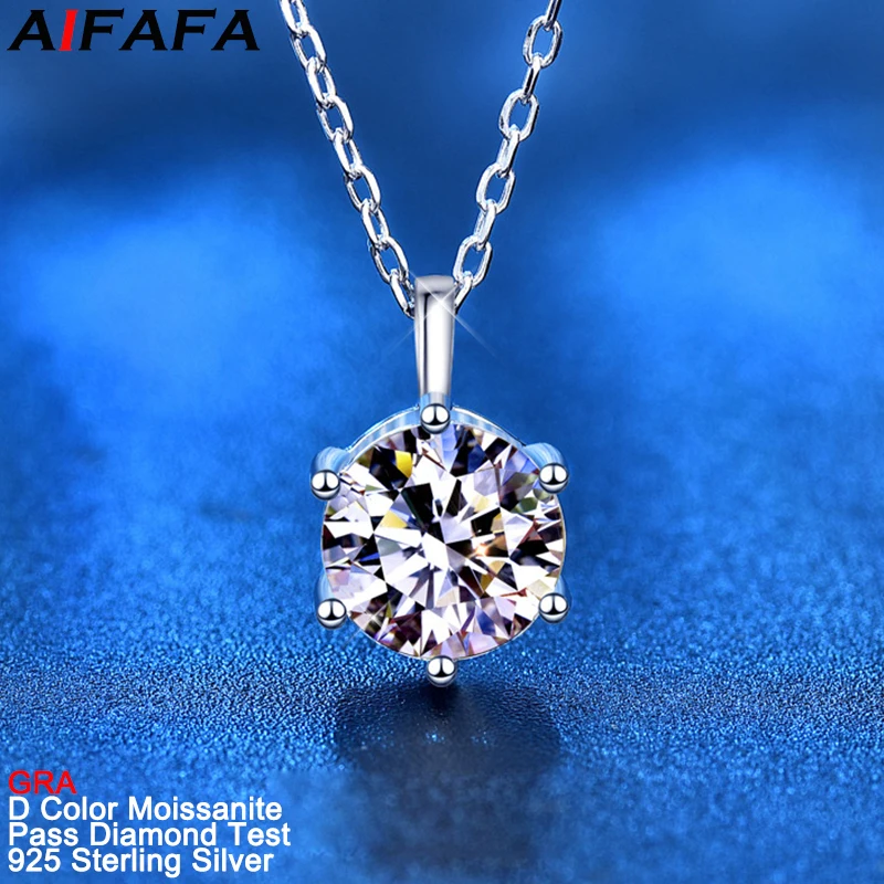 

1-2-3-5 Carat Real Moissanite Diamond Pendant Necklace 100% s925 Sterling Silver Plate 18k Gold Neck Pendant Chain Fine Jewelry