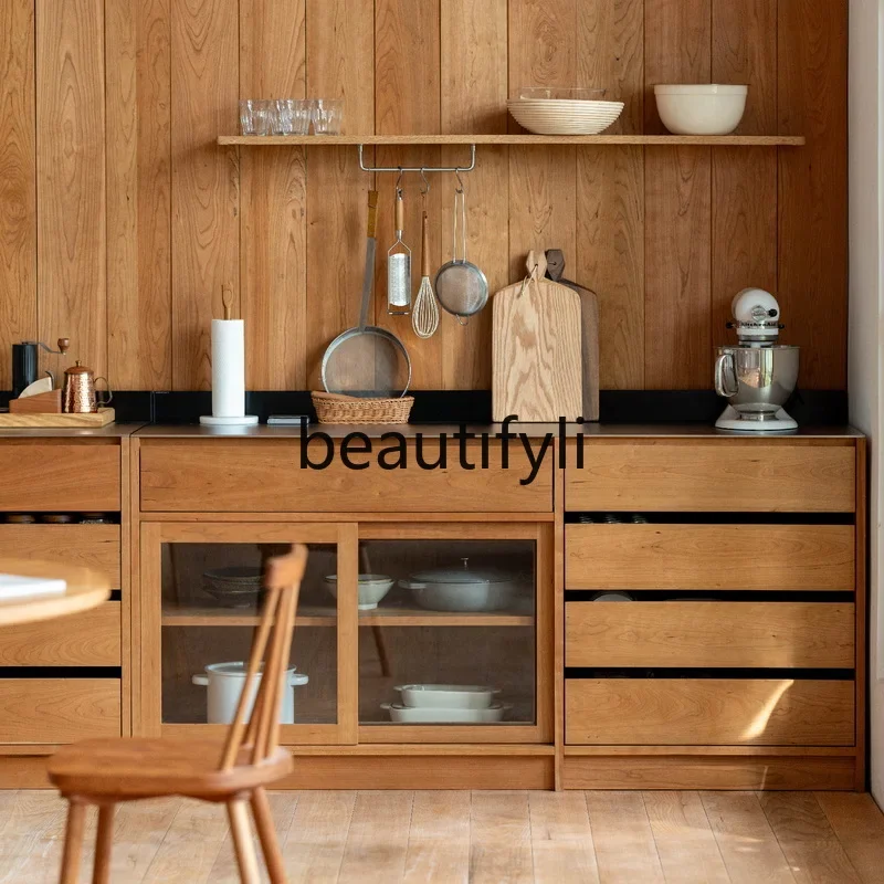 D2520 خزانة جانبية خزانة حائط تخزين من الخشب الصلب خزانة من الفولاذ المقاوم للصدأ