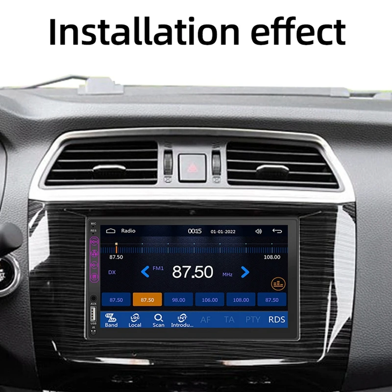 7 Inch Double Din Car Stereo HD Touchscreen,Carplay Android Auto,12LED Backup Camera,Mirror Link,USB/AUX,FM Car Radio