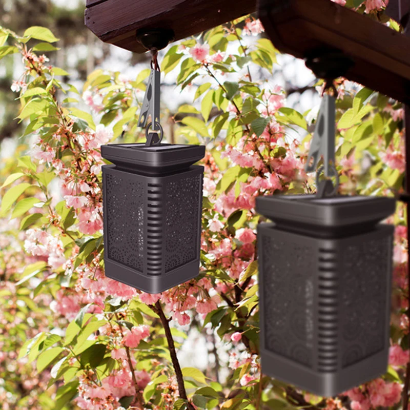 Waterproof Hollow Hanging Garden Decorative Light Flame Effect Solar Lawn Outdoor Emitting Diode Flame