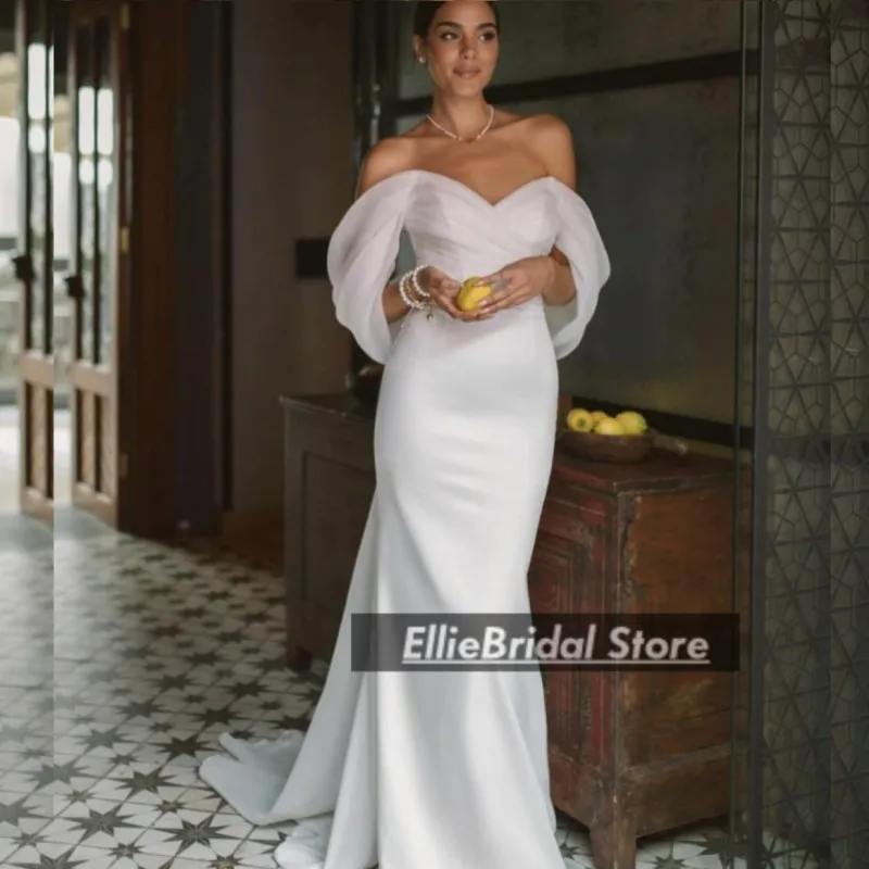 

Civil Wedding Dresses Off The Shoulder Elegant Mermaid Bridal Gowns Plus Size vestidos de gala Customized