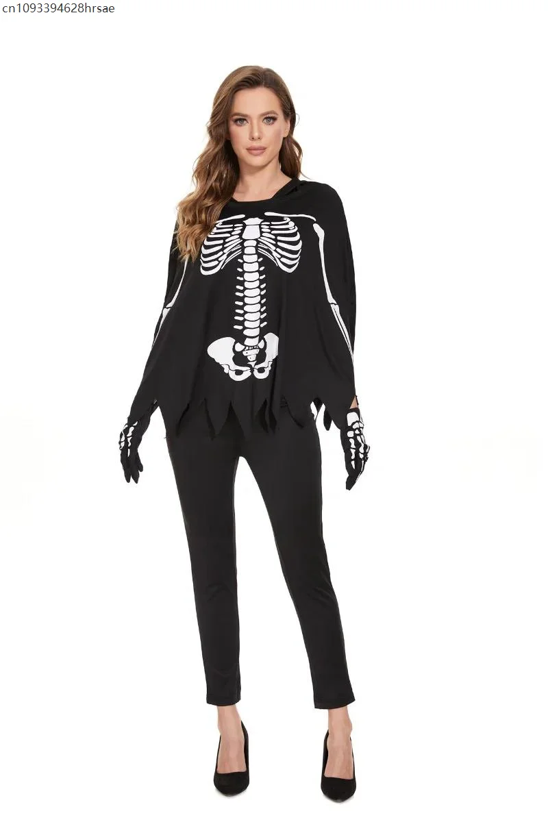 هالوين مرحلة الأداء مخيف غيبوبة الهيكل العظمي مصاص دماء زوجين زي المكسيكي يوم الموتى الجمجمة تمويه تأثيري فستان