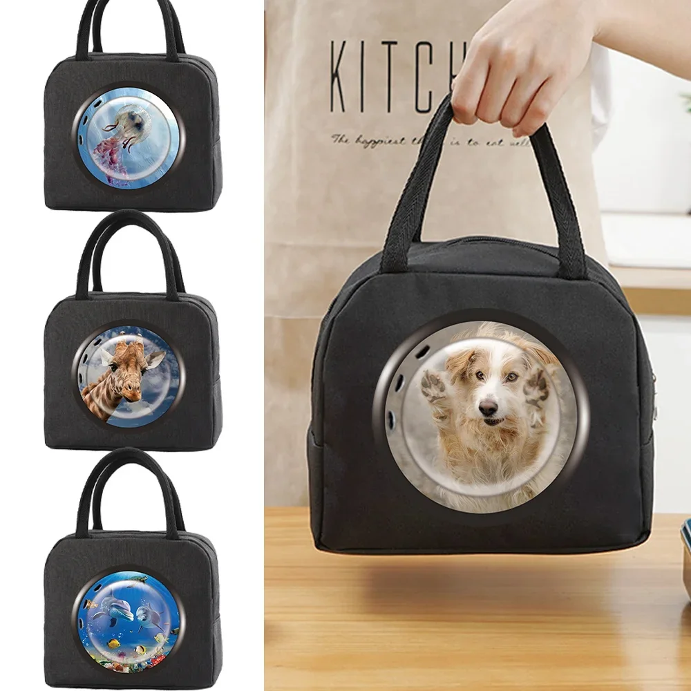 Simple Textured Handheld Meal Bag, Structured Shape, Lunch Tote for Office Workers & Students