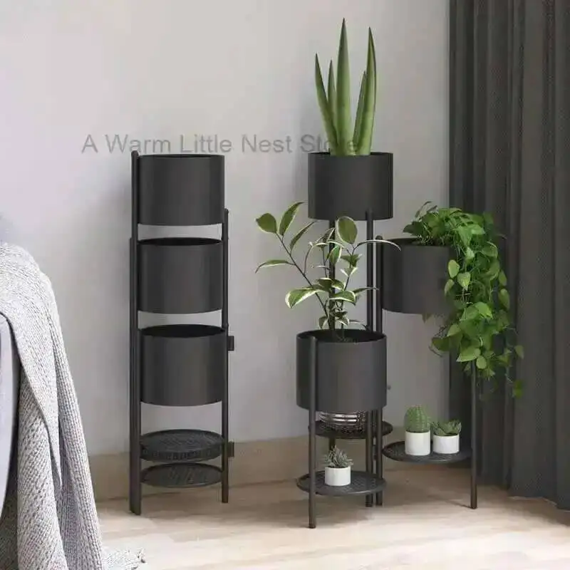 

Iron Luxury Flower Rack Storage Nordic Indoor Outdoor Living Room Floor Standing Multi Story Balcony Gardening Repisas Pared