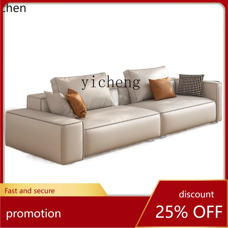 YFY  Square Leather Sofa First Layer Cow Leather  Style Extremely Ranked Three Or Four People