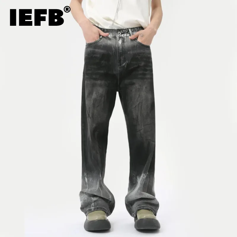 

IEFB High Street Men's Jeans Loose Straight Boot Cut Male Trousers Gradient Color Wide Leg Denim Pants New Fashion 2024 9C6301