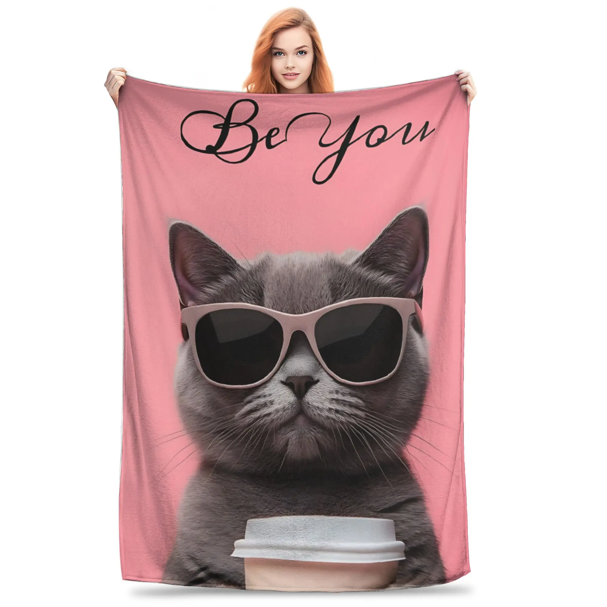1PC British Shorthair Cat  Winter Blankets for Adults Bedding Home Interior Sofa Knee Black Friday Deals