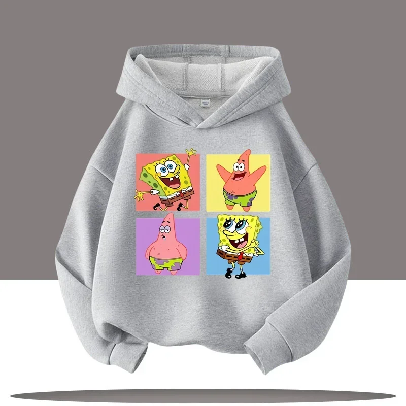 2025new ropa de otoño/invierno con estampado de dabjos animados de Bob Esponja، Sudadera con capucha para niños، ropa deport