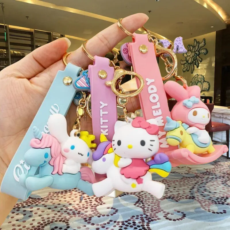 

Кукла Sanrio, брелок Kawaii Catton, единорог Cinnamoroll, автомобильные аксессуары, мелодия, подвеска на рюкзак, Hellokitty, подарок для пары