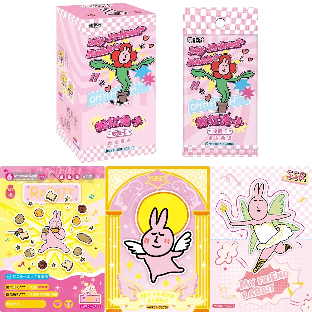 Genuine Pink Rabbit Cards Rabbit Language Card Pack Funny Sand Sculpture Expression Pack Gameplay Collection Cards Toy Gift