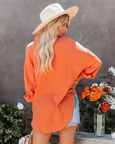 Imagen 2 del producto Camisas de trabajo con botones y cuello de manga larga para mujer, blusa informal para mujer