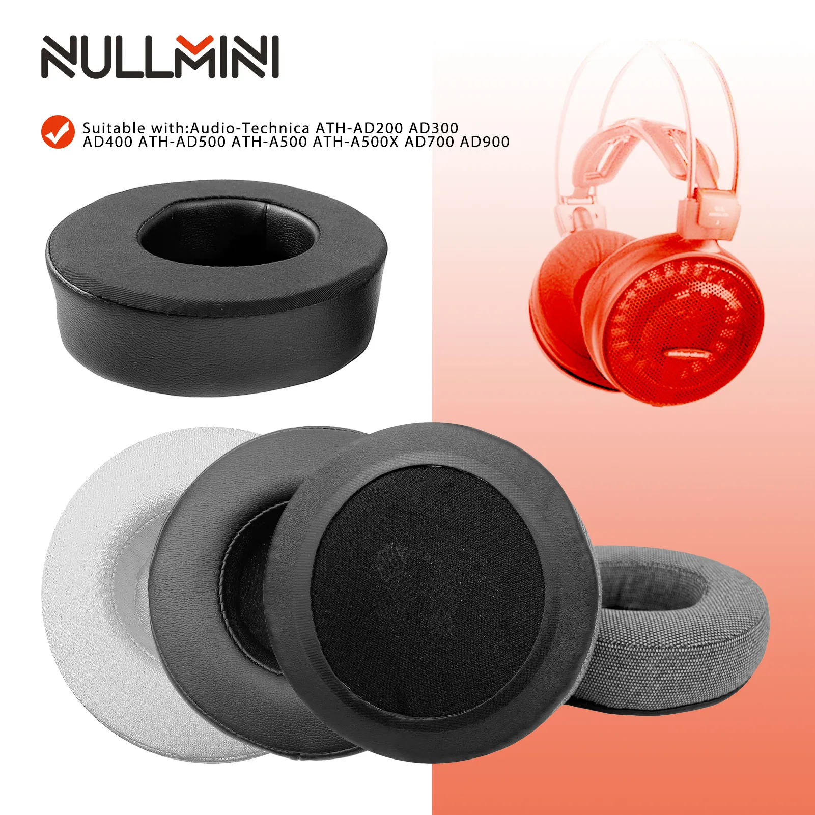 NullMini Replacement Earpads for Audio-Technica ATH-AD200 AD300 AD400 AD500 AD500X AD700 AD900 Headphones Ear Cushion Earmuff