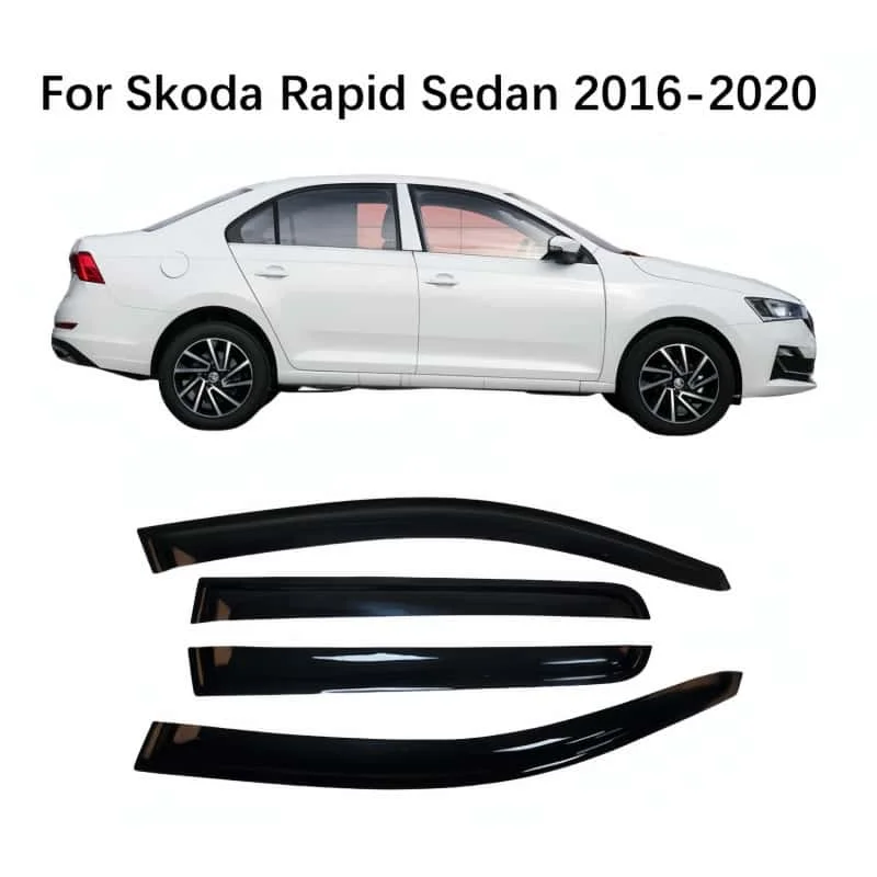 For Skoda Rapid Sedan 2016-2020 Car Accessories Window Visors Rain Sun Guard Vent Wind Deflector Weathershield Moulding Trim