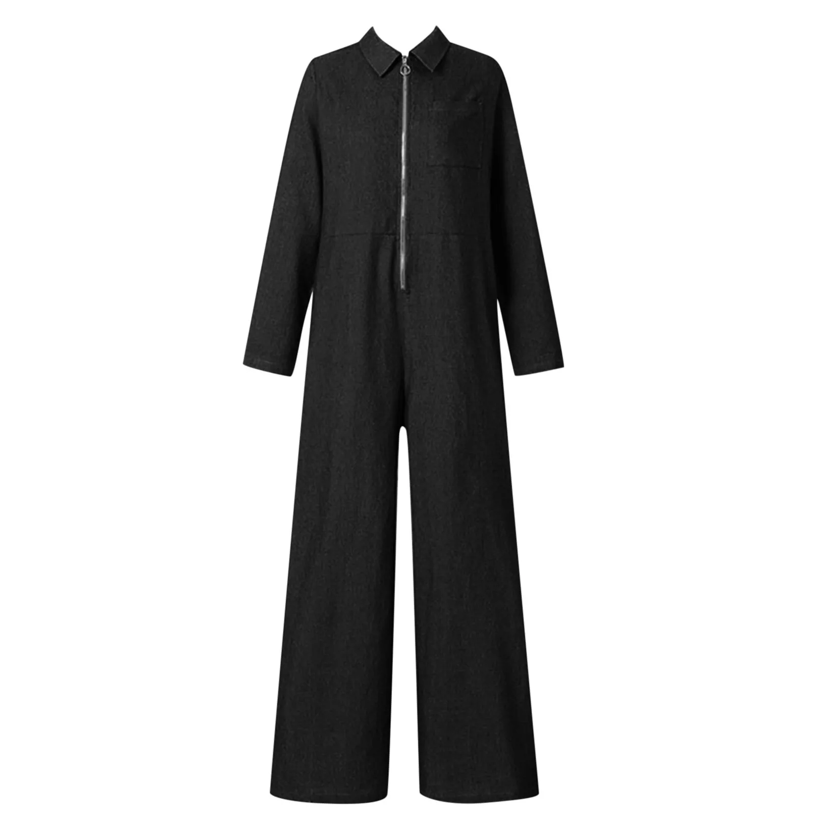 Bodycom ผู้หญิงแขนยาว Elegant สั้น Laides Sleep Jumpsuit แขวนคอเส้นด้ายสุทธิ Splicing ขากว้างบอดี้สูท