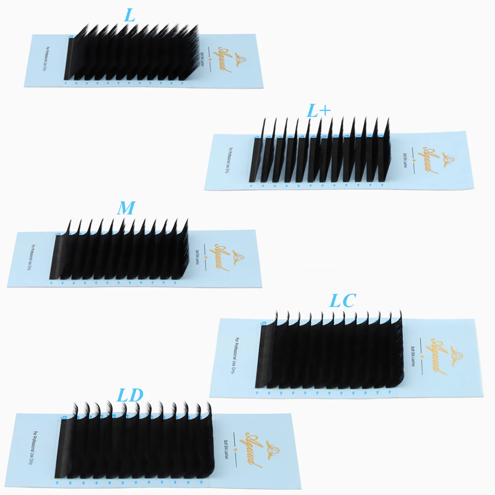 AGUUD L M Curl Individual Lashes Eyelash Extensions L/L+/LC/LD/LU(M) Curl Natural Soft L Shaped False Mink Lash Extension Makeup