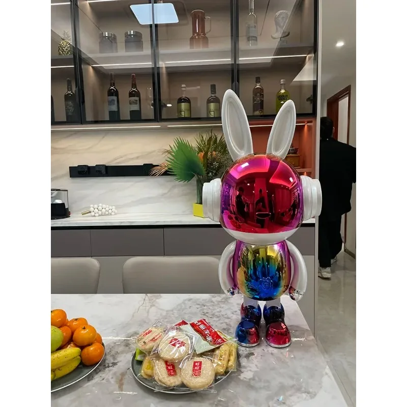 

Home Decoration Nordic Designer Lucky Rabbit Sculptures And Figurines Light Luxury Room Decor Large Landing Electroplate Statue