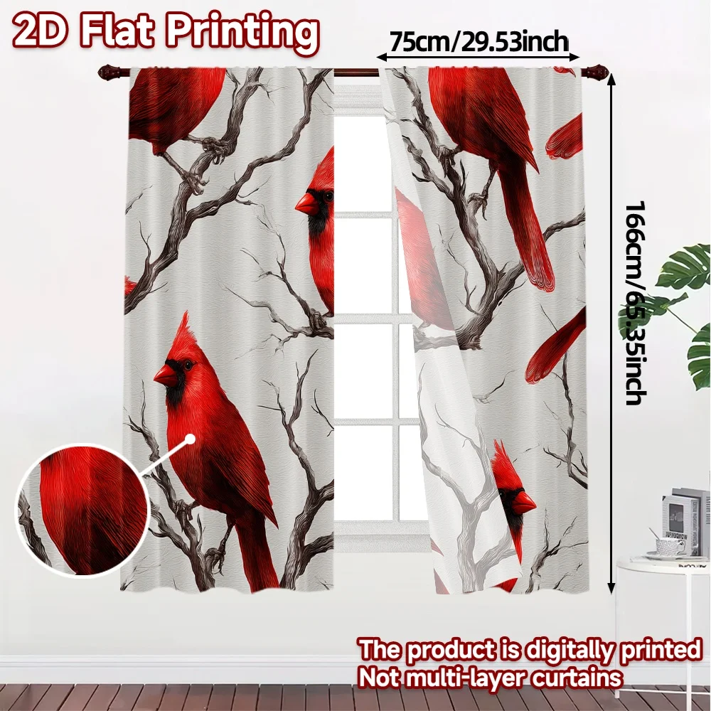 2D Flat Printing,JIT 2pcs, Curtains (Without Rod) Cardinal Curtains Chic Contemporary Curtains Versatile Durable Polyester
