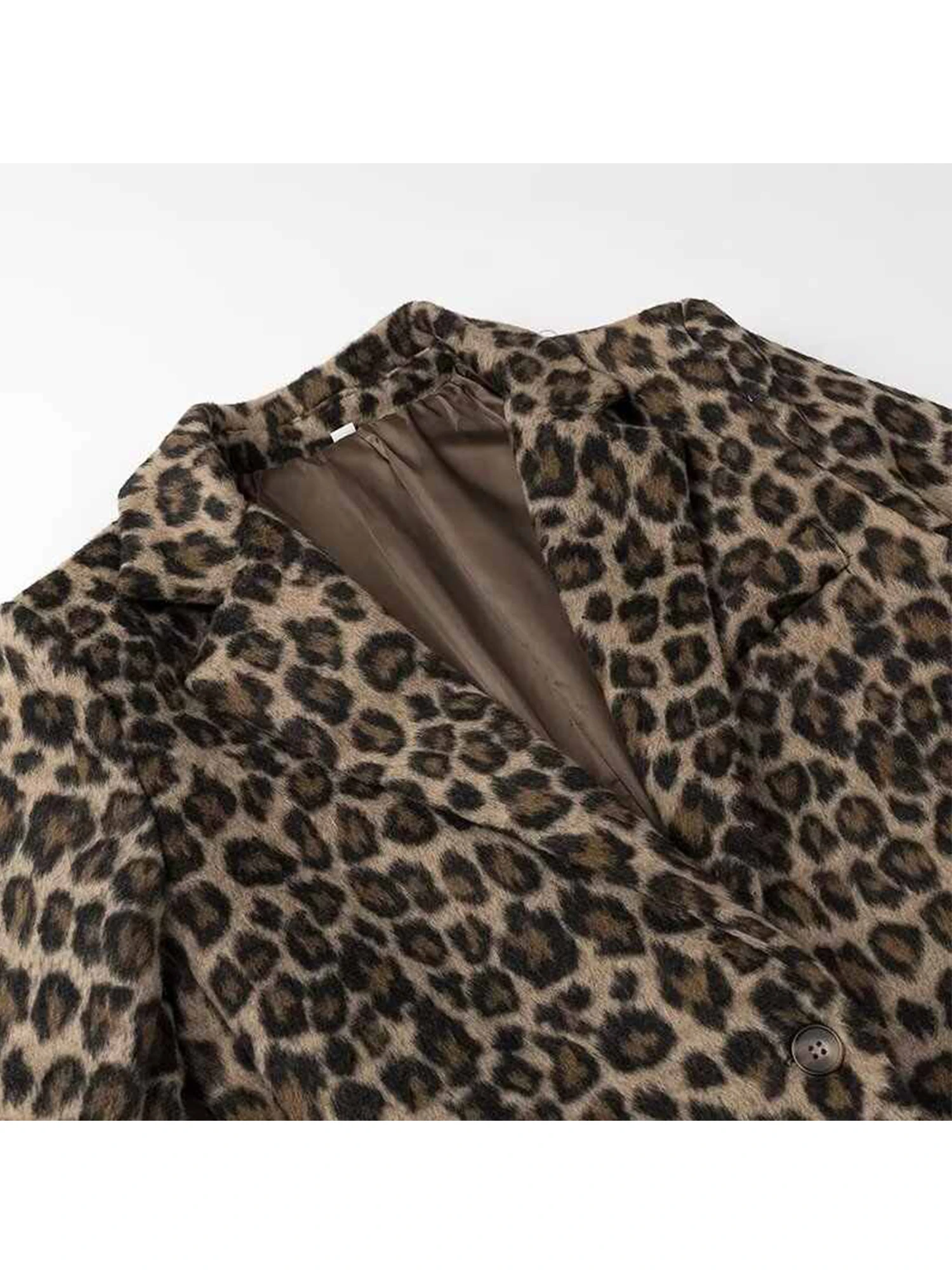 Women's Leopard Blazer Jacket Single Breasted Suit Coat Y2k Harajuku Vintage 2000s Long Sleeve Casual Outerwear Clothes Autumn