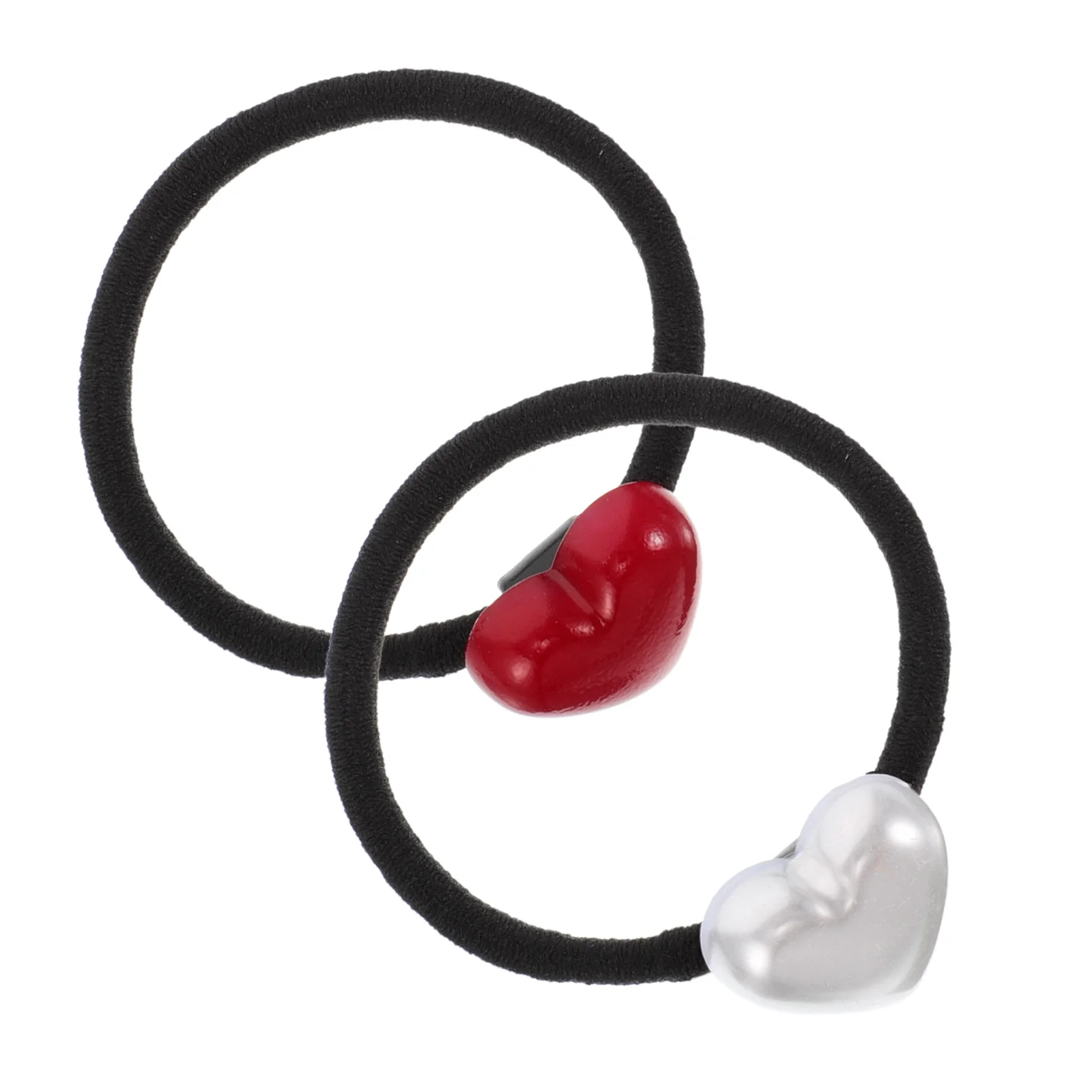 

2 Pcs High Elastic Hair Tie Elegant Accessories Pearl Ponytail Holder Valentines Day Ties for Girls Scrunchies French Heart