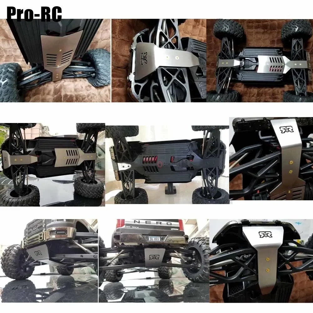 1 zestaw pancerz ze stali nierdzewnej osłona podwozia płyta podwozia dla ARRMA 1/8 NERO 6S BIG ROCK AR106017