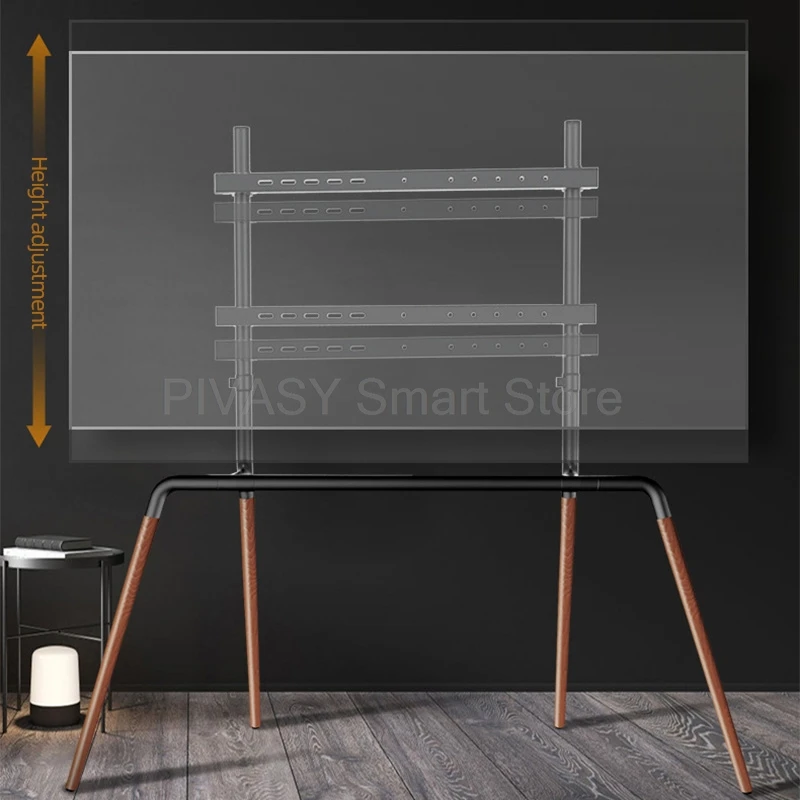 رف قائم للتلفاز حامل أرضي فني خشبي لشاشات تلفزيون 43/60/75 بوصة معززة بأربعة أرجل لمسافة الفتحات في غضون 600 × 400 مم