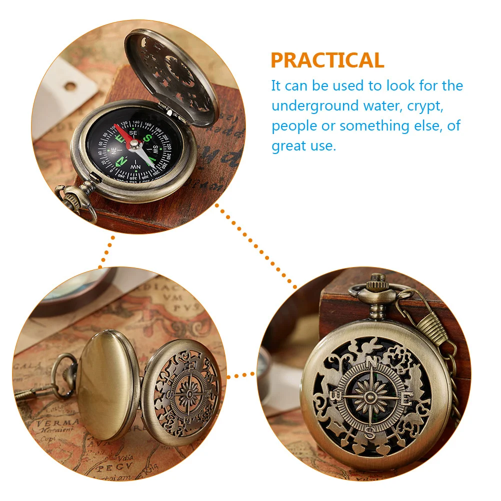 بوصلة جيب عتيقة خفيفة الوزن معدنية مكتشف الاتجاه الرجعية للمشي لمسافات طويلة في الهواء الطلق التخييم الملاحة بقاء والعتاد المحمولة
