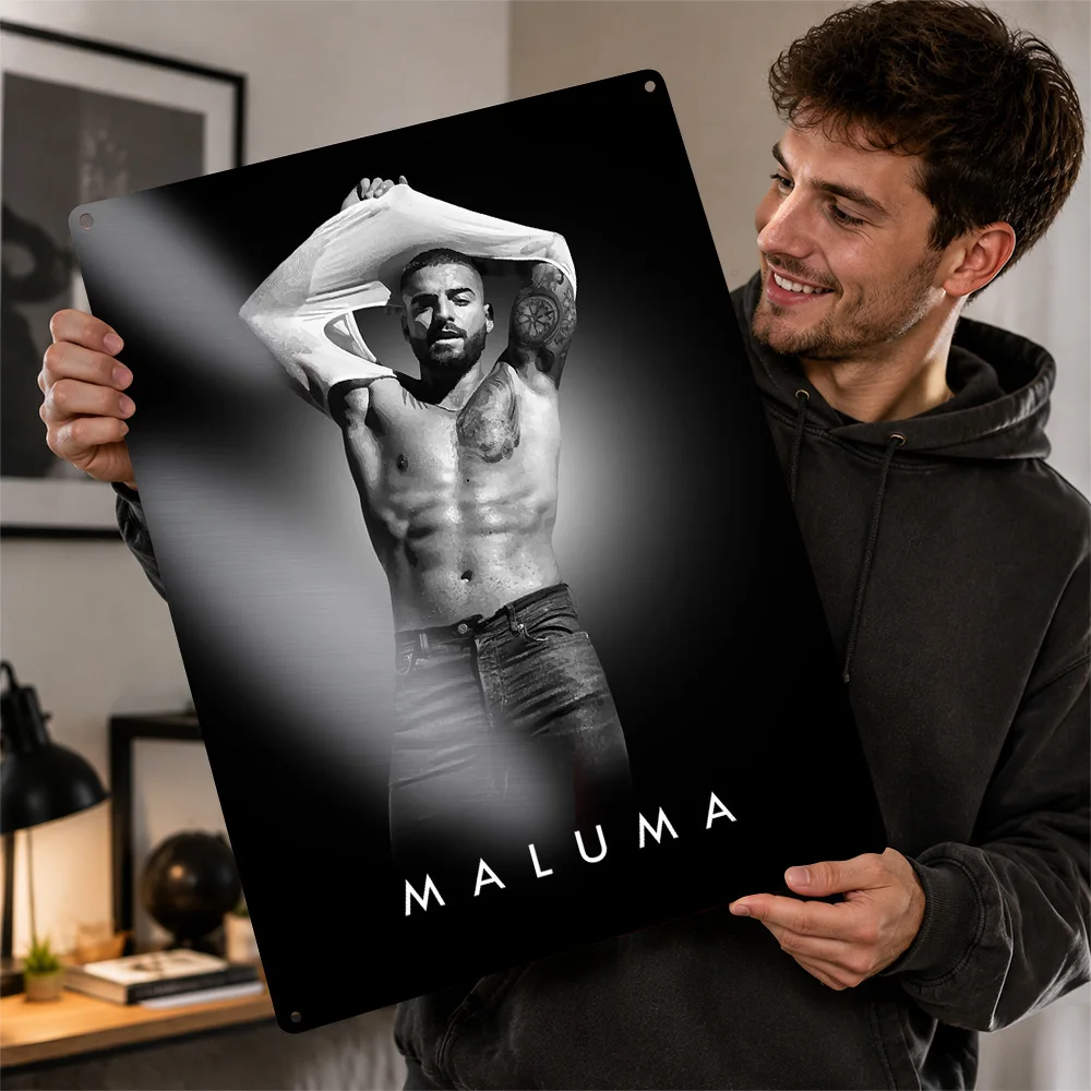 Maluma Textured Poster Customized Metal Tin Sign Striking Pop Icon Tribute Wall Art Enhances Listening Lounges And Music Rooms