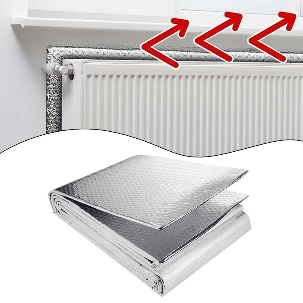 60cmx5m Radiator Heat Reflector Back Foil Heat Reflective Heat Film Pad Aluminum Film Insulation Sheet Cover With 12PCS Sticker