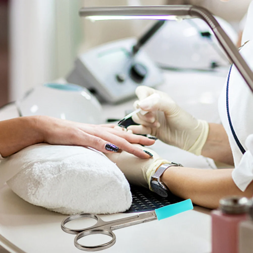 8 قطعة مانيكير الغطاء الواقي سيليكون مقص كم عدم الانزلاق أداة تشذيب البشرة مقبض القراص غطاء الجلد الميت الملقط