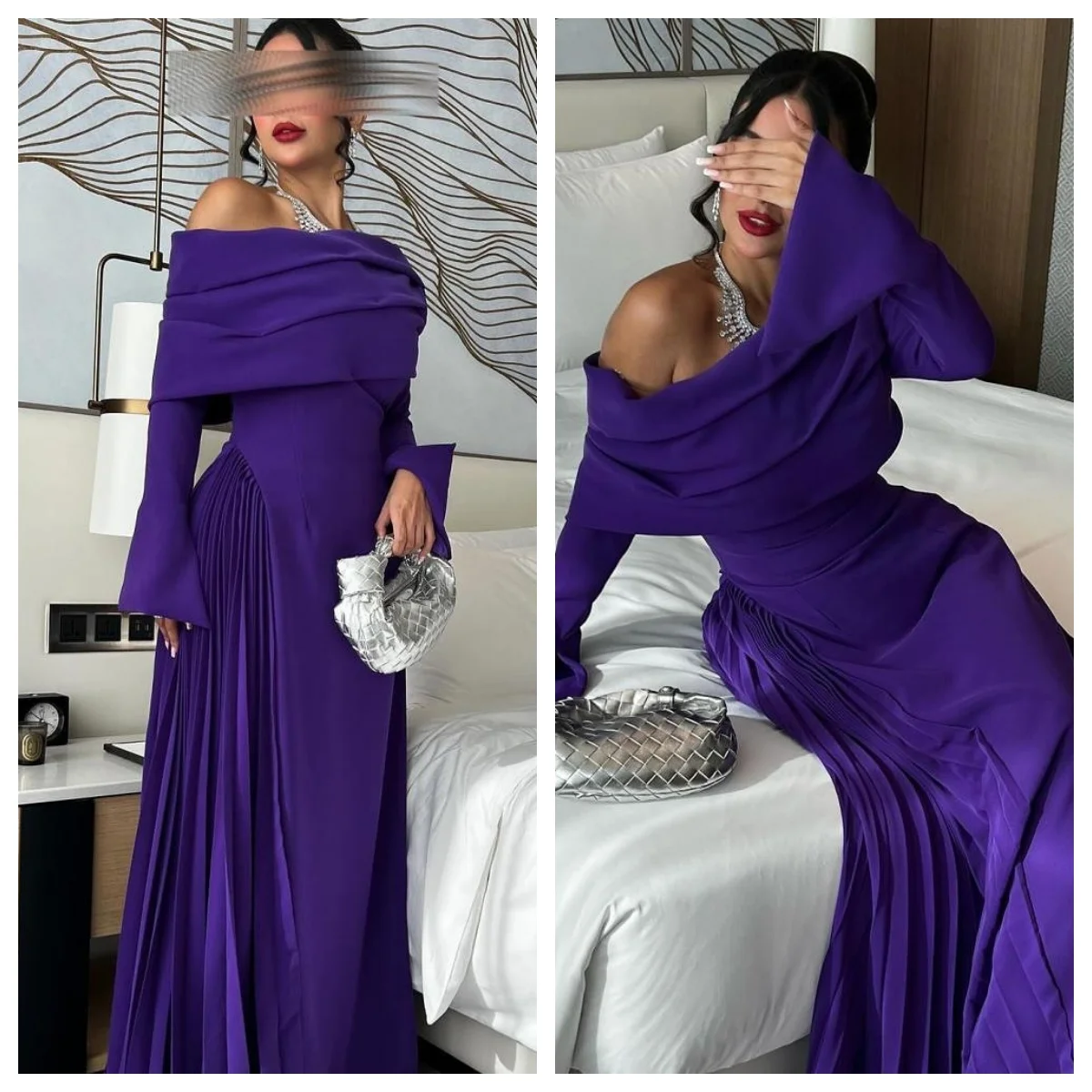 Vestido de noite personalizado, camisa delicada, barco, pescoço, ombro de fora, mangas compridas, vestidos de baile, linha a, vestidos de festa clássicos