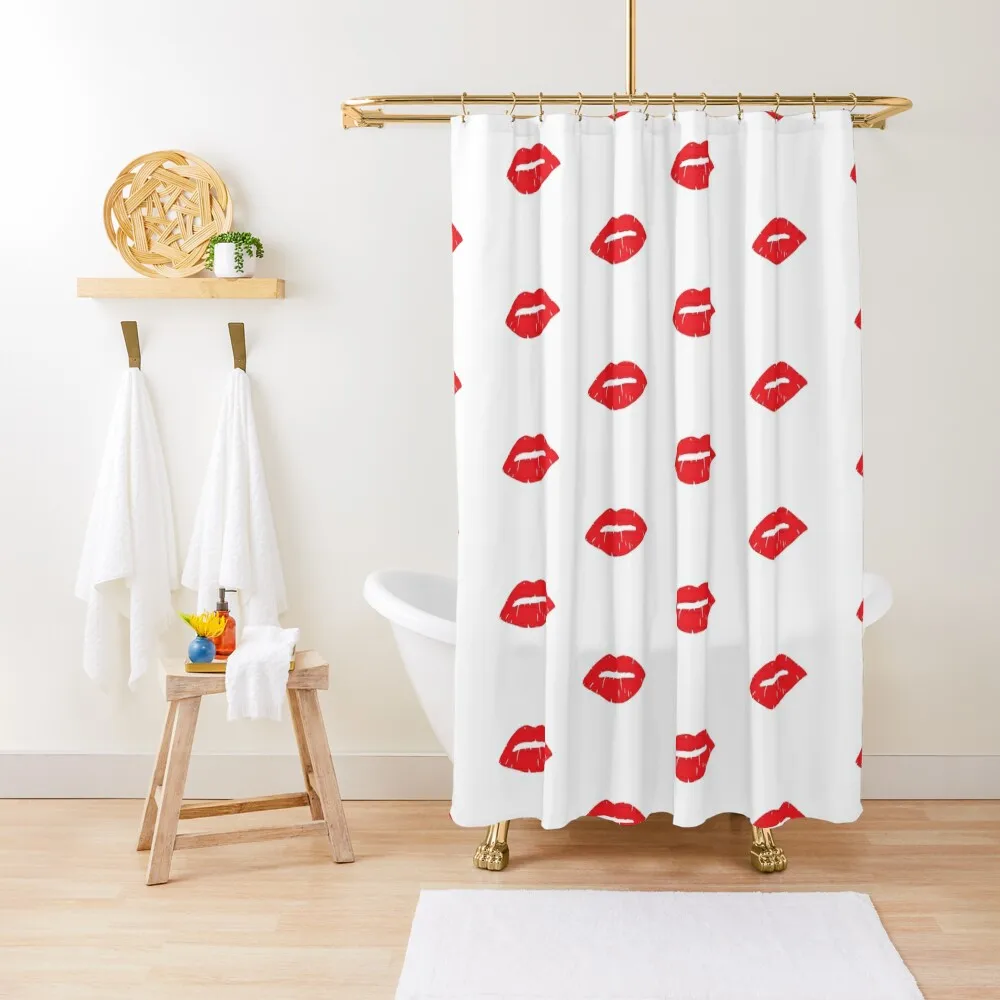 

Red Lips Print and Pattern 2 Shower Curtain Bathroom Box Bathroom Shower Set Waterproof Fabric Shower For The Bathroom Curtain