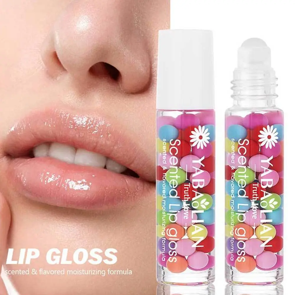 Bálsamo labial hidratante Macaron Natural, previene la sequedad y grietas, aceite labial para otoño e invierno con bola redonda