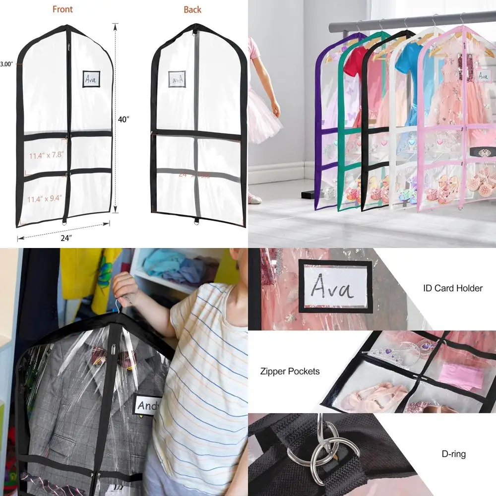 

Upgraded 40 Dance Competition Garment Bags with 4 Medium & 1 Large Zipper Pockets, 6-Pack