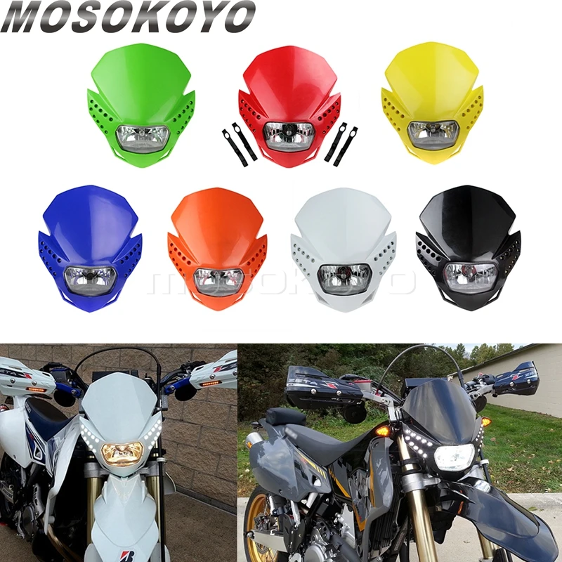 Motorcycles Dirt Bike Dual Sport Enduro Motocross Headlight Fairing for Suzuki Kawasaki Honda Yamaha YZ XT WR TTR Headlamp 12V