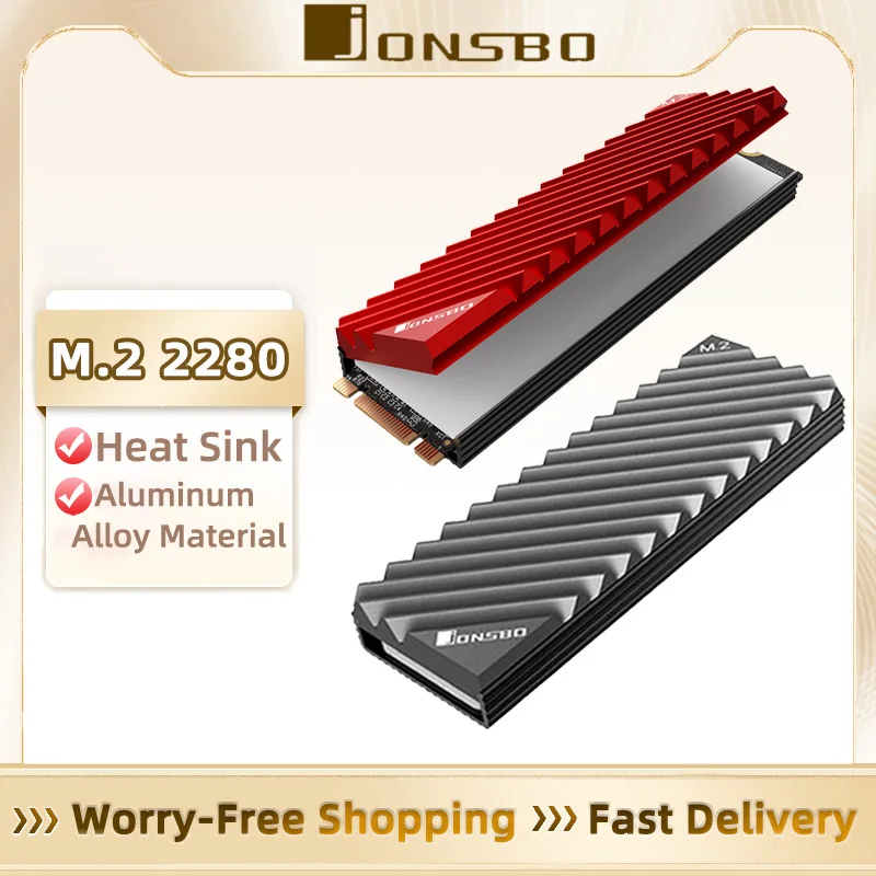 Jonsbo M2 2280 Solid State Hard Disk Aluminum Heatsink M.2 SSD NVMe Heat Sink  with Thermal Cooling Pad PC Thermal Gasket