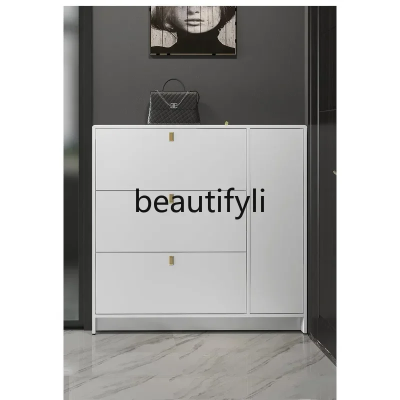 cqy Ultra-Thin Solid Wood Shoe Cabinet Extremely Narrow Entryway Simple Modern Small Household Entrance Cabinet