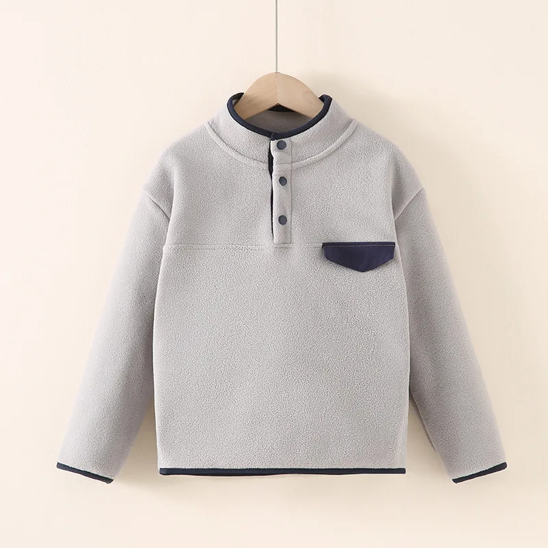 Fleece Big Boys Sweatshirts Fleece Girl Clothing Fall Winter Long Sleeve Pullover Hoodies Coats Grey Khaki Dark Blue Purple 2024