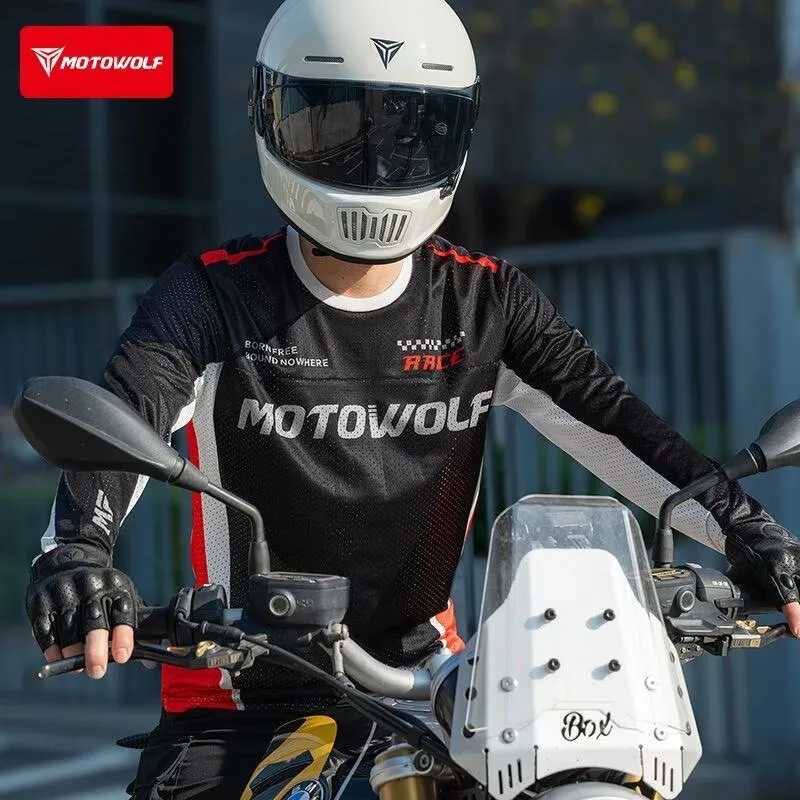 MOTOWOLF Motorcycle Quick-drying Clothes Knight Summer T-shirt Mesh Breathable Sunscreen Long Sleeves Perspiration