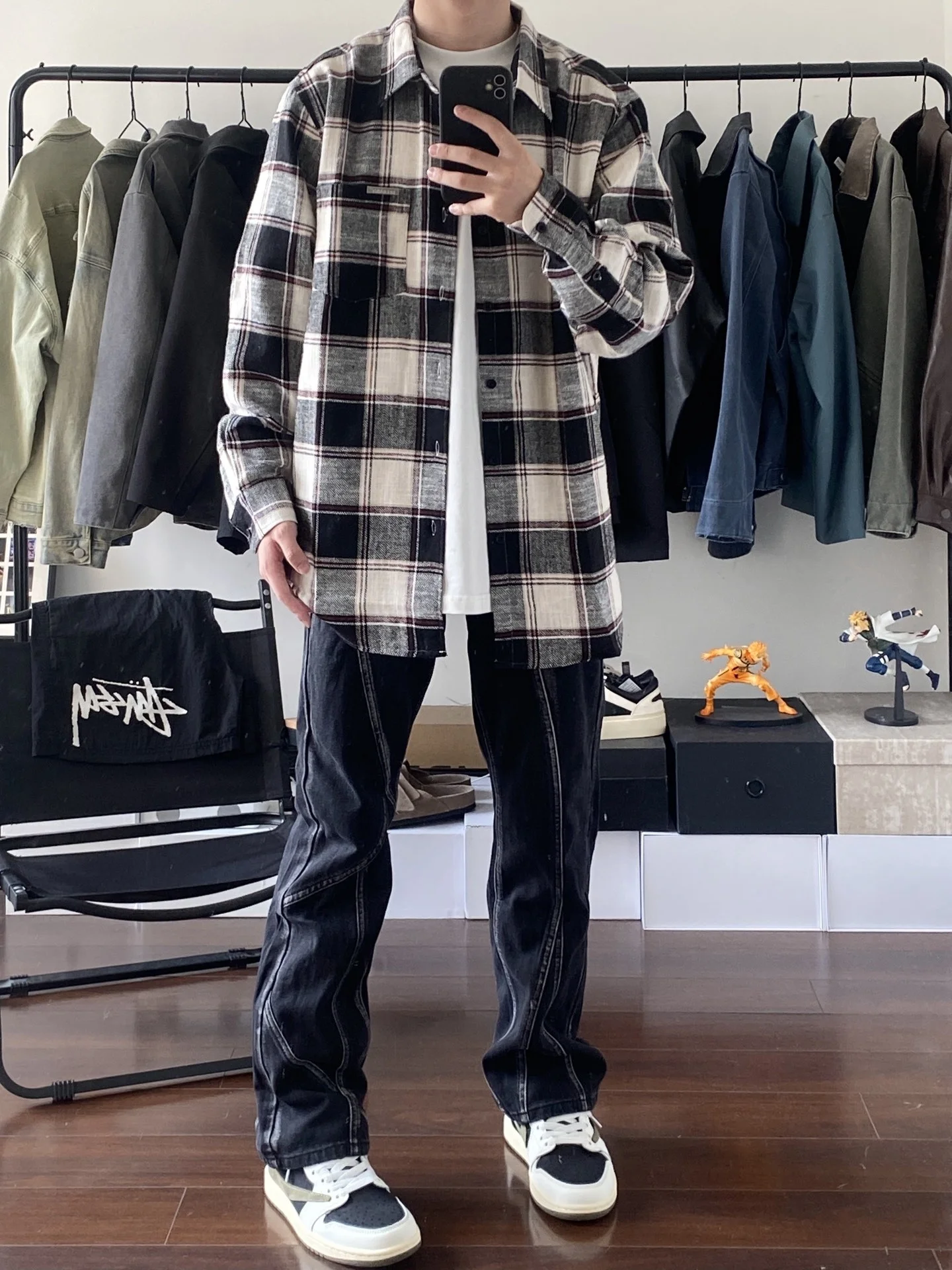 

Мужские джинсы из черного денима в стиле ретро, свободные прямые брюки с эффектом похудения, модный дизайн в американском уличном стиле